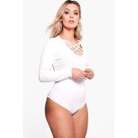 Fiona Ribbed Strappy Front Bodysuit - white