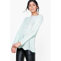 fine knit slash neck jumper green