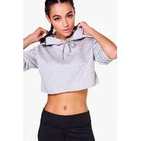 fit hooded crop running sweat grey