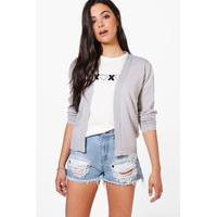 Fine Knit Crop Cardigan - grey