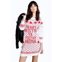 Filthy Animal Christmas Jumper Dress - cream