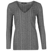 Firetrap Blackseal V Neck Ribbed Top