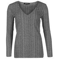 Firetrap Blackseal V Neck Ribbed Top