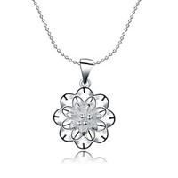 Fine Jewelry 925 Sterling Silver Jewelry Hollow Flower Pendant Necklace for Women
