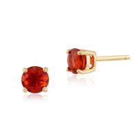 Fire Opal Round Stud Earrings In 9ct Yellow Gold 3.50mm Claw Set