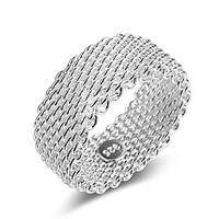 Fine 925 Silver Weave Band Ring for Women Wedding Party