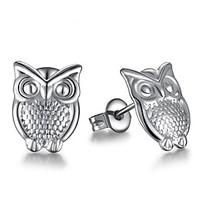 Fine 925 Silver Owl Animal Earring Non Stone Stud Earrings Jewelry Women Wedding / Party / Daily / Casual 1 pair Silver