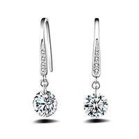 Fine 925 Silver Drop Ball Earring Zircon Earrings Jewelry Women Wedding / Party / Daily / Casual 1 pair Silver (328mm)