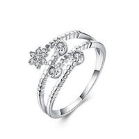 Fine Sterling Silver Five-star Diamond Statement Ring for Women Wedding Party