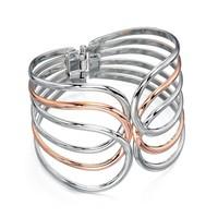 FIORELLI Ladies Two Tone Steel and Rose Plate Bangle