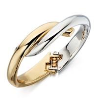 FIORELLI Ladies Yellow Gold and Rhodium Twisted Hinged Bangle