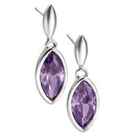 FIORELLI Ladies Silver Marquise Purple CZ Earrings