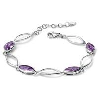FIORELLI Ladies Silver Purple CZ Marquise Bracelet
