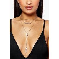 Fine Bar Plunge Necklace - rose gold