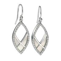 Fiorelli Silver Pave Mother of Pearl Open Marquise Dropper Earrings E4994W