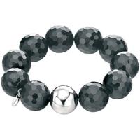 Fiorelli Silver Black Agate Beaded Bracelet B3728B