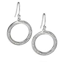 Fiorelli Silver Cubic Zirconia Pave Circle Drop Earrings E4859C
