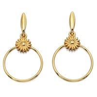 Fiorelli Costume Gold Plated Flower Hoop Dropper Earrings E4935