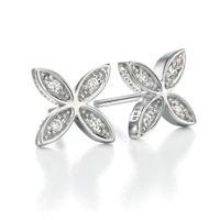 Fiorelli Silver Cubic Zirconia Pave Flower Stud Earrings E3677M