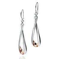 Fiorelli Silver Rose Gold Plated Open Tear Drop Earrings E5087
