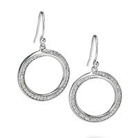 Fiorelli Silver Cubic Zirconia Pave Circle Drop Earrings E4859C