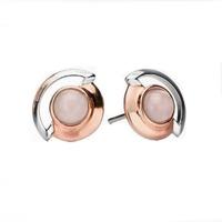 Fiorelli Ladies Silver Rose Gold Rose Quartz Stud Earrings E5149P