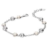 Fiorelli Silver Clear CZ White Freshwater Pearl Bracelet B4152W