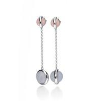 Fiorelli Ladies Silver Blue Rose Bead Dropper Earrings E5145