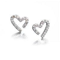 Fiorelli Gold 9ct White Gold and Diamond Heart Earrings
