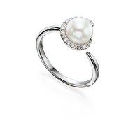 fiorelli gold 9ct white gold pearl and diamond ring