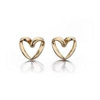 fiorelli gold 9ct yellow gold ribbon heart earrings