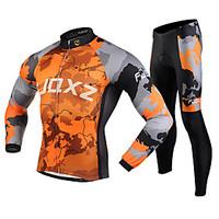 FJQXZ Cycling Jacket with Pants Men\'s Long Sleeve Bike Clothing SuitsThermal / Warm Windproof Anti-Fuzz Lightweight Materials 3D Pad