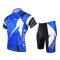 FJQXZ Cycling Jersey with Shorts Men\'s Short Sleeve Bike Clothing SuitsQuick Dry Ultraviolet Resistant Front Zipper Breathable 3D Pad