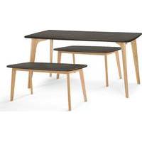 Fjord Rectangle Dining Table and Bench Set, Oak and Grey
