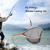 fly fishing landing net wooden handle frame fish catch and release net ...