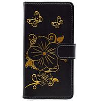 Flower Pattern Bronzing Card Holder PU Leather Material Leather for Huawei P8 P8 Lite