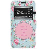Flower Pattern Window Clamshell PU Leather Case with Stand and Card Slot for Samsung Galaxy J7 J5 J3 J310