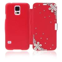 flip bling flower case cover pu leather for samsung galaxy s5 i9600 re ...