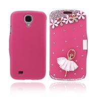 Flip Leather Bling Flower Case Cover PU Leather for Samsung Galaxy S4 i9500 Rose
