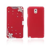 Flip Leather Bling Flower Case Cover PU Leather for Samsung Galaxy Note 3 III N9000 Red