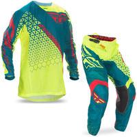 Fly Racing 2017 Kinetic Mesh Trifecta Motocross Jersey & Pants Hi-Viz Teal Kit