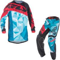 Fly Racing 2017 Kinetic Crux Youth Motocross Jersey & Pants Teal Black Red Kit