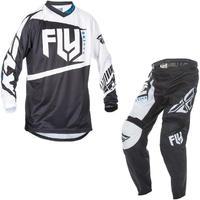 Fly Racing 2017 F-16 Youth Motocross Jersey & Pants Black White Kit