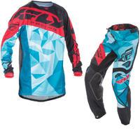 Fly Racing 2017 Kinetic Crux Motocross Jersey & Pants Teal Black Red Kit