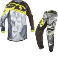 Fly Racing 2017 Kinetic Crux Motocross Jersey & Pants Black Grey Hi-Viz Kit