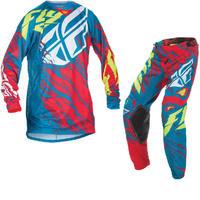 Fly Racing 2017 Kinetic Relapse Motocross Jersey & Pants Teal Red Hi-Viz Kit