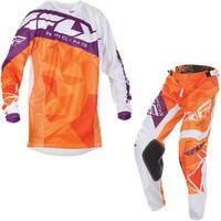 Fly Racing 2017 Kinetic Crux Motocross Jersey & Pants Orange White Burgundy Kit