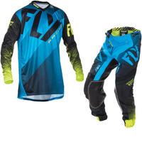 Fly Racing 2017 Lite Hydrogen Motocross Jersey & Pants Blue Black Hi-Viz Kit