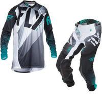 Fly Racing 2017 Lite Hydrogen Motocross Jersey & Pants Black White Teal Kit