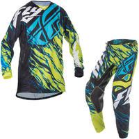 Fly Racing 2017 Kinetic Relapse Motocross Jersey & Pants Lime Black Blue Kit